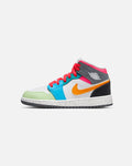 HOT Products Jordan Kids' Air Jordan 1 Mid SE "Multi-Colour" (GS) White/Taxi/Dark Shadow/Hyper Pink/New Emerald/Vapour Green
