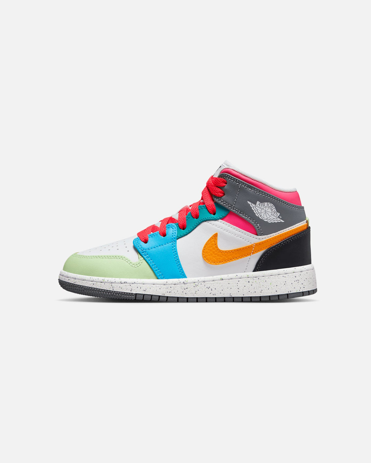 HOT Products Jordan Kids' Air Jordan 1 Mid SE "Multi-Colour" (GS) White/Taxi/Dark Shadow/Hyper Pink/New Emerald/Vapour Green