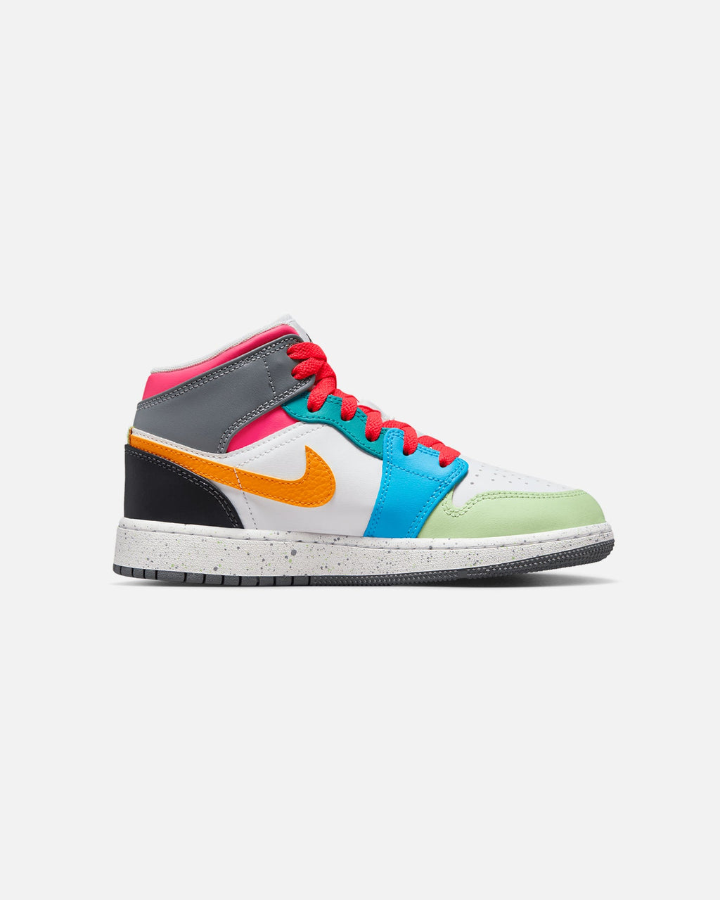 HOT Products Jordan Kids' Air Jordan 1 Mid SE "Multi-Colour" (GS) White/Taxi/Dark Shadow/Hyper Pink/New Emerald/Vapour Green