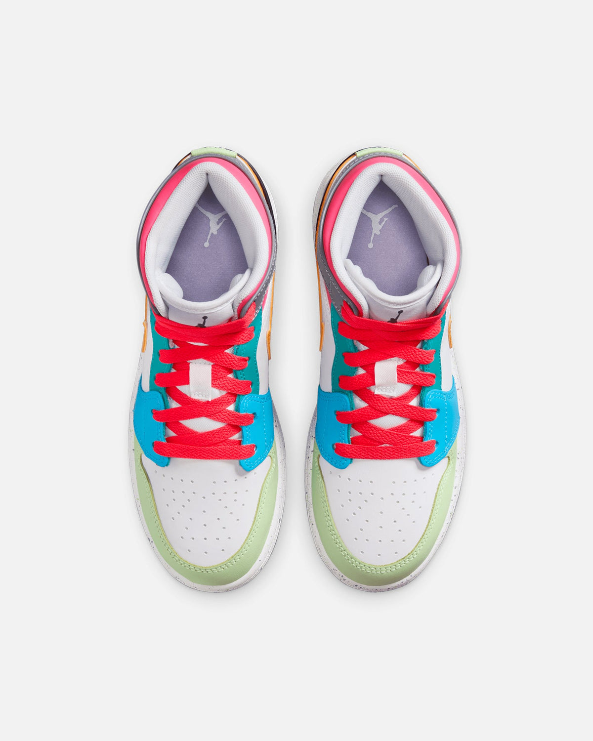 HOT Products Jordan Kids' Air Jordan 1 Mid SE "Multi-Colour" (GS) White/Taxi/Dark Shadow/Hyper Pink/New Emerald/Vapour Green