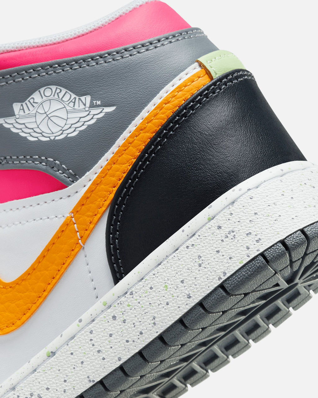 HOT Products Jordan Kids' Air Jordan 1 Mid SE "Multi-Colour" (GS) White/Taxi/Dark Shadow/Hyper Pink/New Emerald/Vapour Green