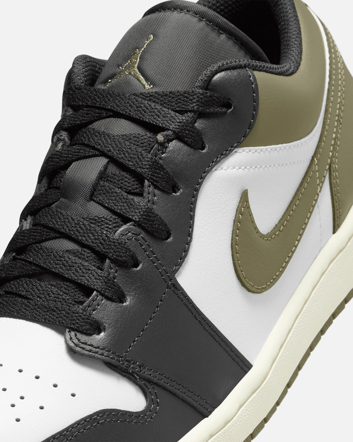 HOT Products Jordan Air Jordan 1 Low "Black Toe Medium Olive" Black/White