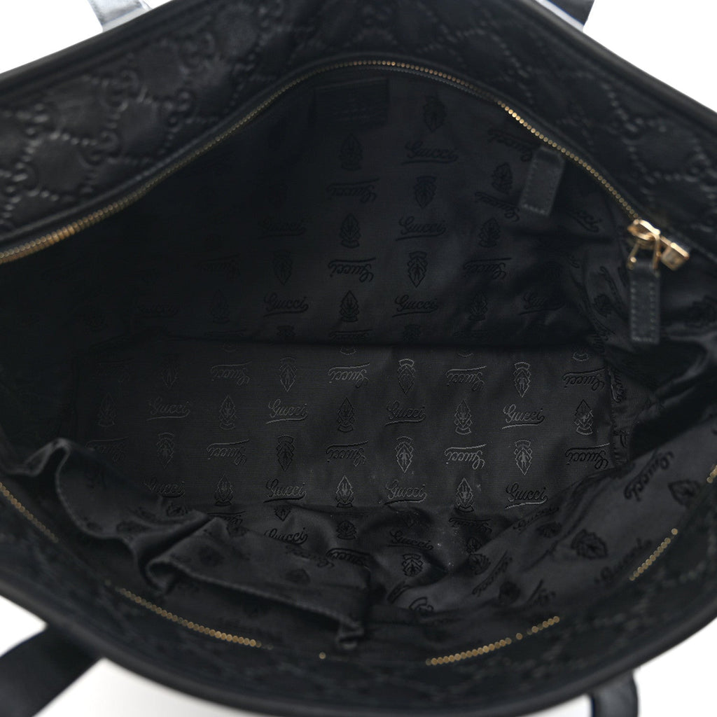 Guccissima Medium Zippered Shopping Tote Black