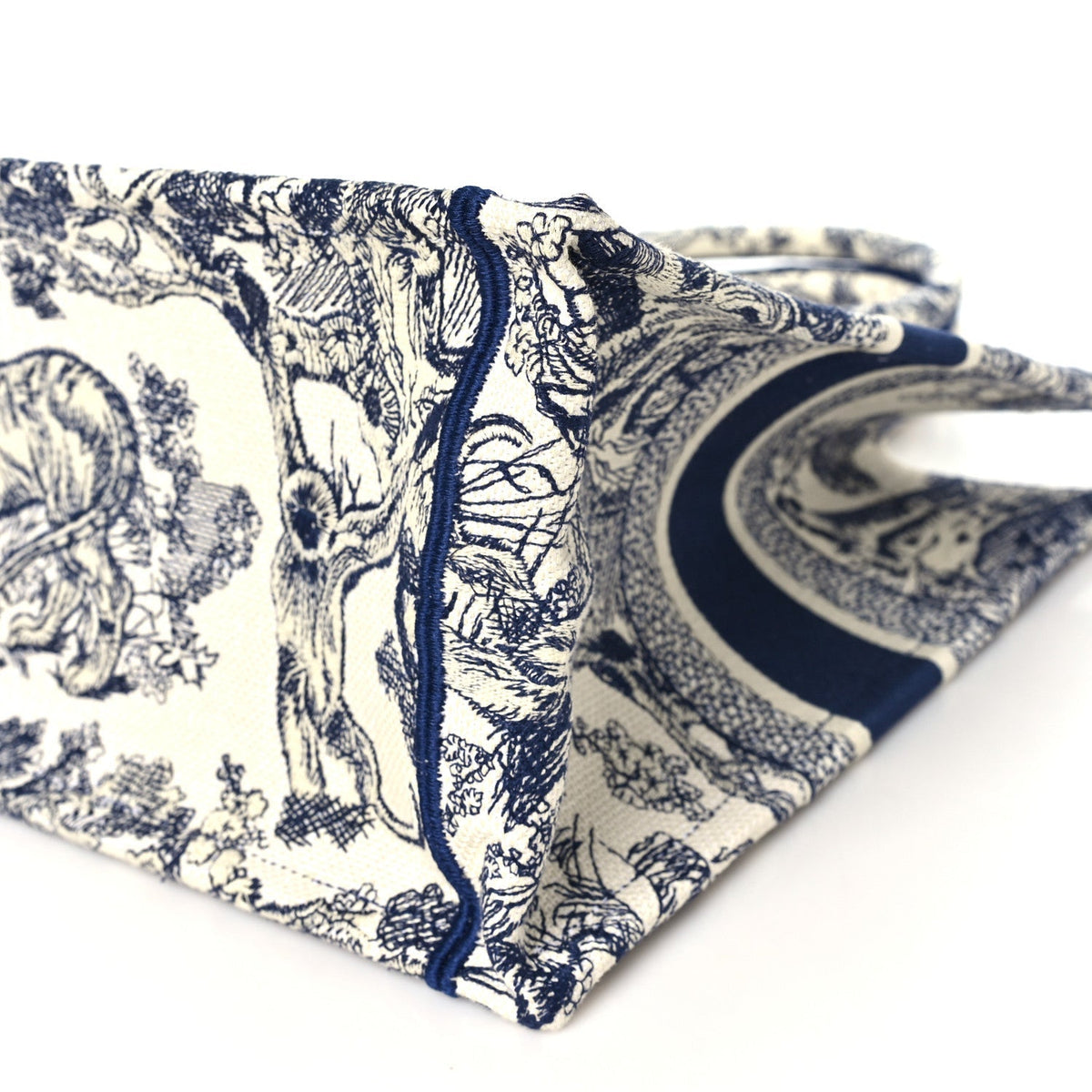 Canvas Embroidered Medium Dioriviera Toile De Jouy Book Tote Blue
