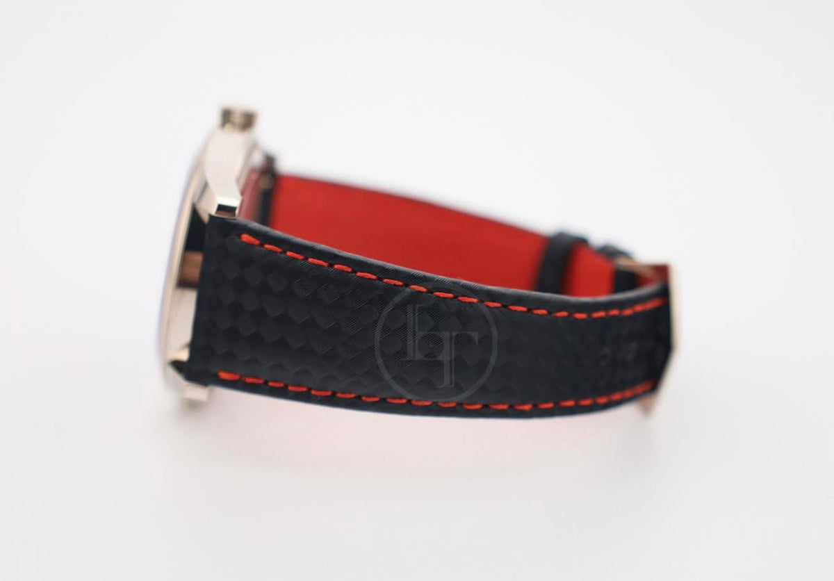 Patek Philippe Calatrava Date Sweep Seconds White Gold Black Carbon Motif Dial Red | 6007G-010