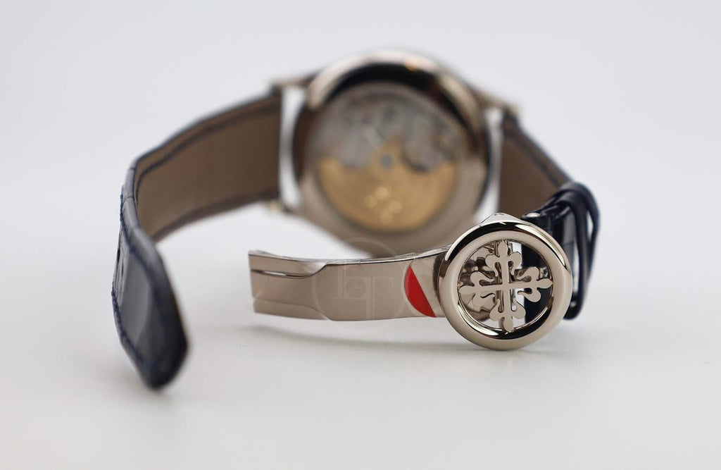 Patek Philippe Complications Annual Calendar Moon Phases White Gold Blue Baguette Diamond Dial | 5396G-017