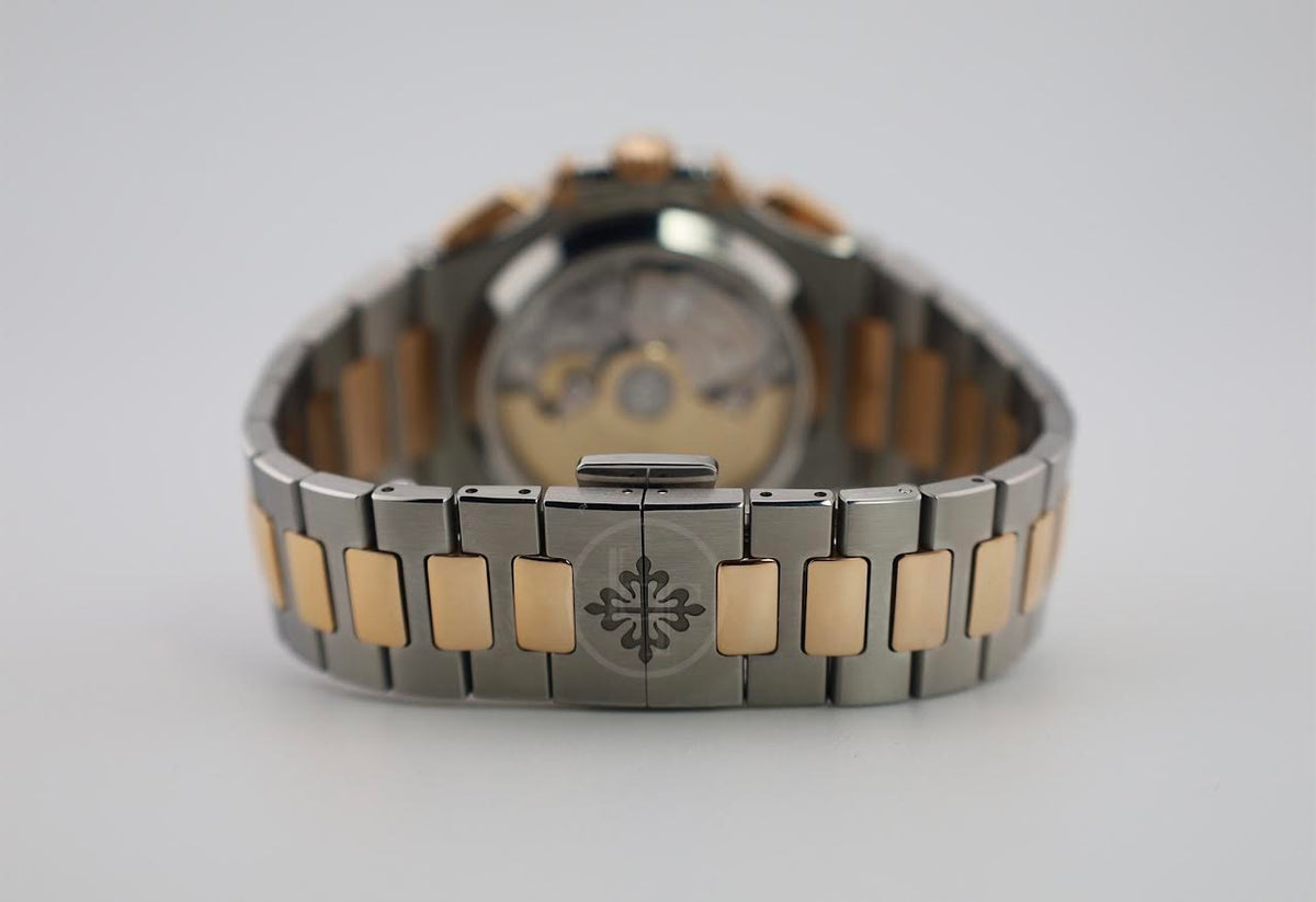 Patek Philippe Nautilus Chronograph Date Automatic Stainless Steel Rose Gold Blue Dial | 5980/1AR-001