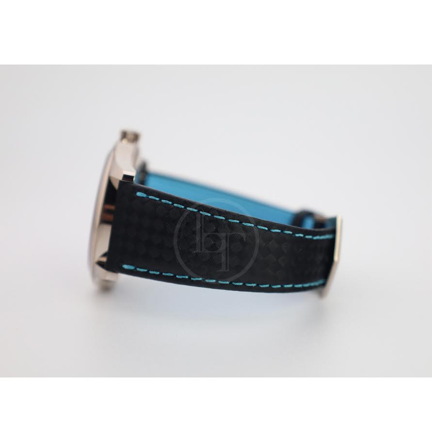 Patek Philippe Calatrava Date Sweep Seconds White Gold Black Carbon Motif Dial Sky Blue | 6007G-011