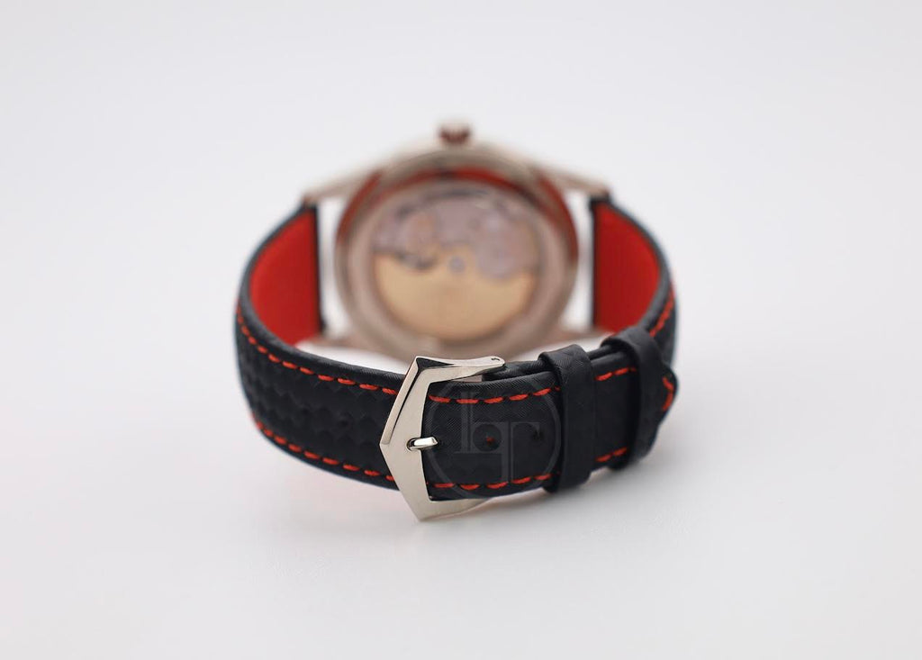 Patek Philippe Calatrava Date Sweep Seconds White Gold Black Carbon Motif Dial Red | 6007G-010