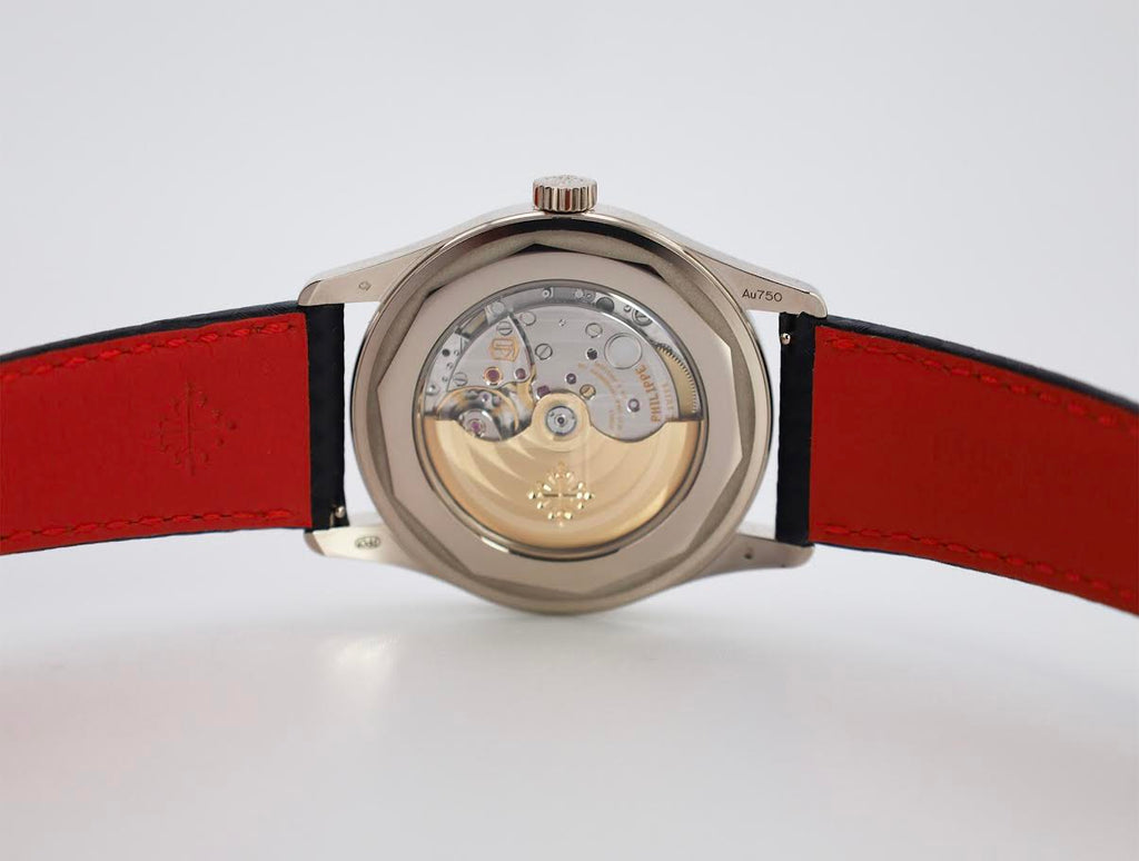 Patek Philippe Calatrava Date Sweep Seconds White Gold Black Carbon Motif Dial Red | 6007G-010
