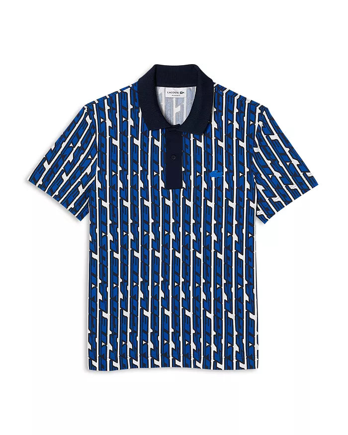 New Arrival LACOSTE - MOVEMENT TWO-TONE PRINTED POLO SHIRT Men - WHITE/BLUE -ANY