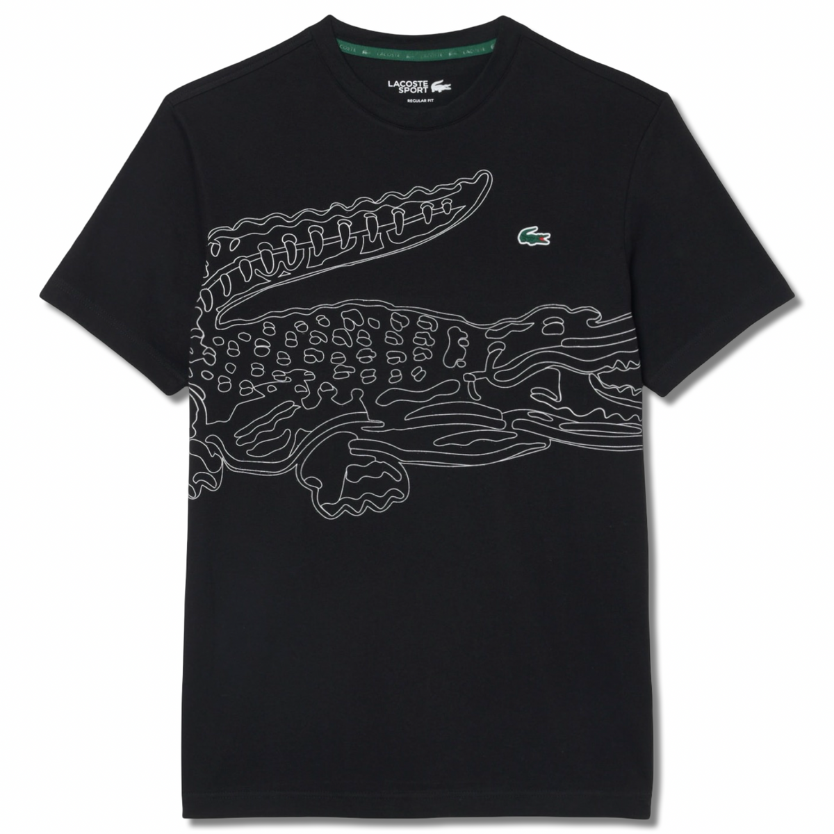 New Arrival LACOSTE BIG CROCODILE PRINTED  CREW NECK T-SHIRT Men -BLACK
