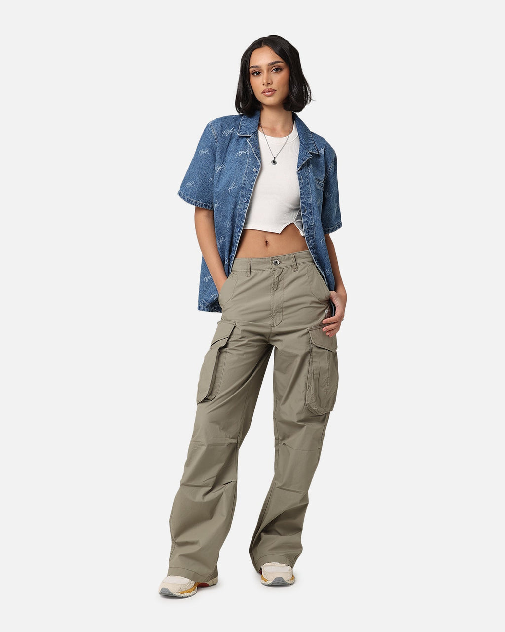 HOT Products Jordan Women's Woven Denim Top Stone Blue