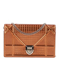 Metallic Patent Micro-Cannage Diorama Wallet on Chain Pouch Orange