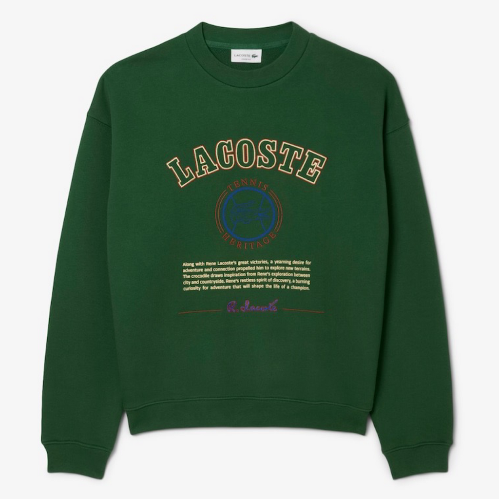 New Arrival LACOSTE LOOSE-FIT HERITAGE EMBROIDERY FLEECE SWEATSHIRT -Men-GREEN-132