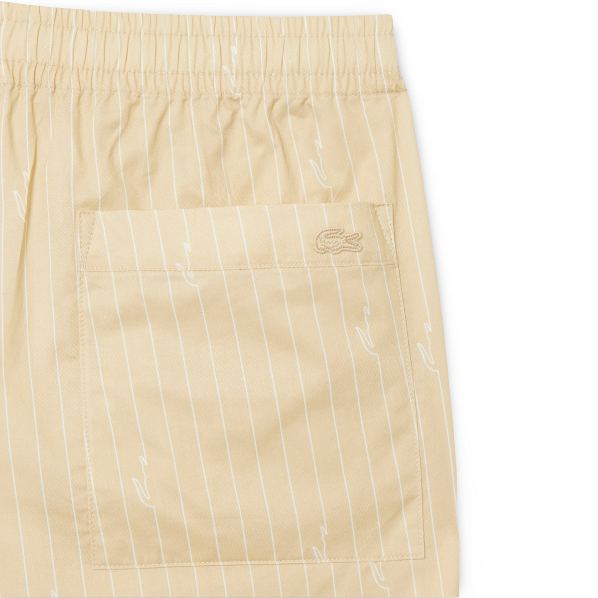 New Arrival LACOSTE  CROCODILE PRINT STRIPE COTTON SHORT Men -BEIGE-WHITE-001