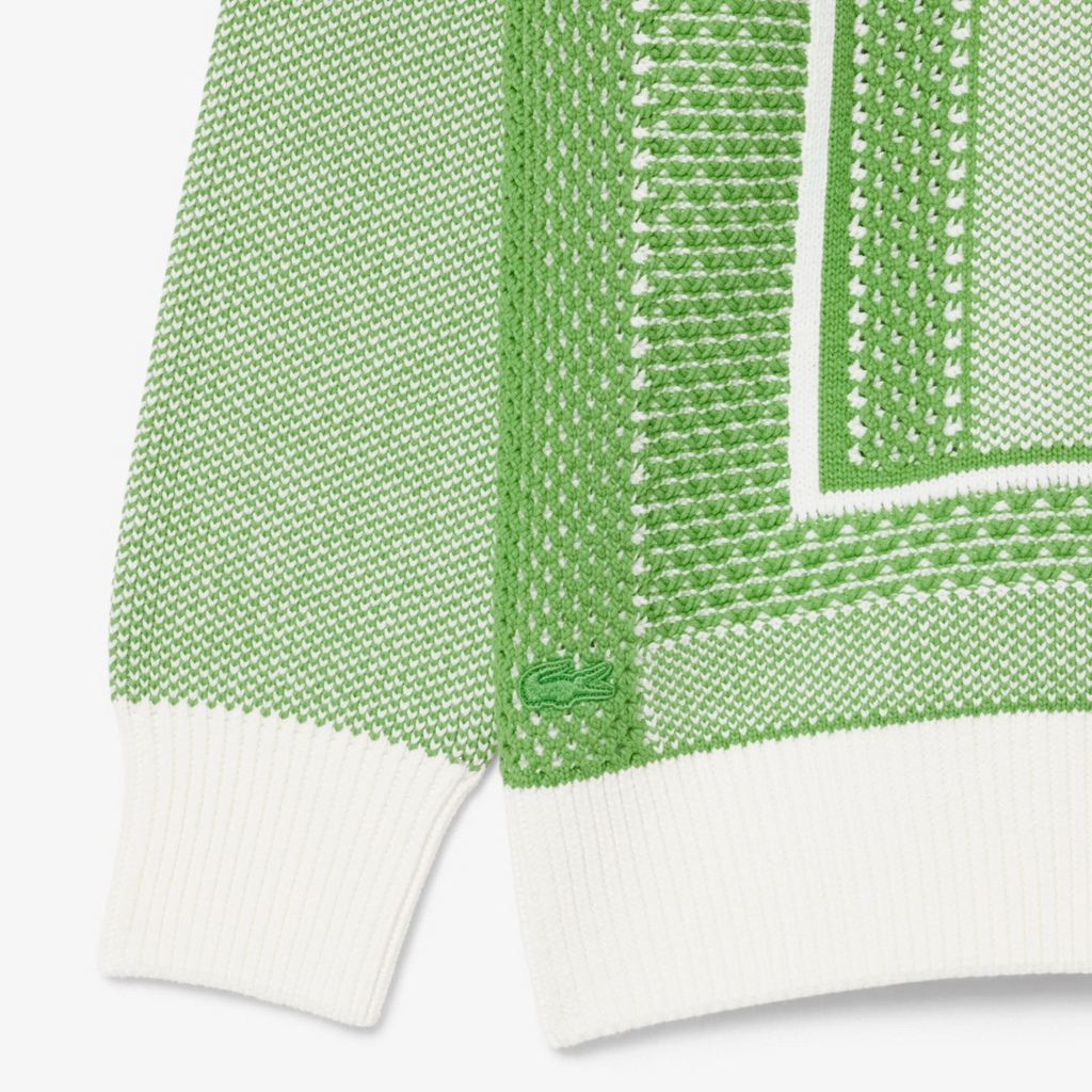New Arrival LACOSTE TENNIS COURT GRAPHIC SWEATER -Men-GREEN -NPA/WHITE