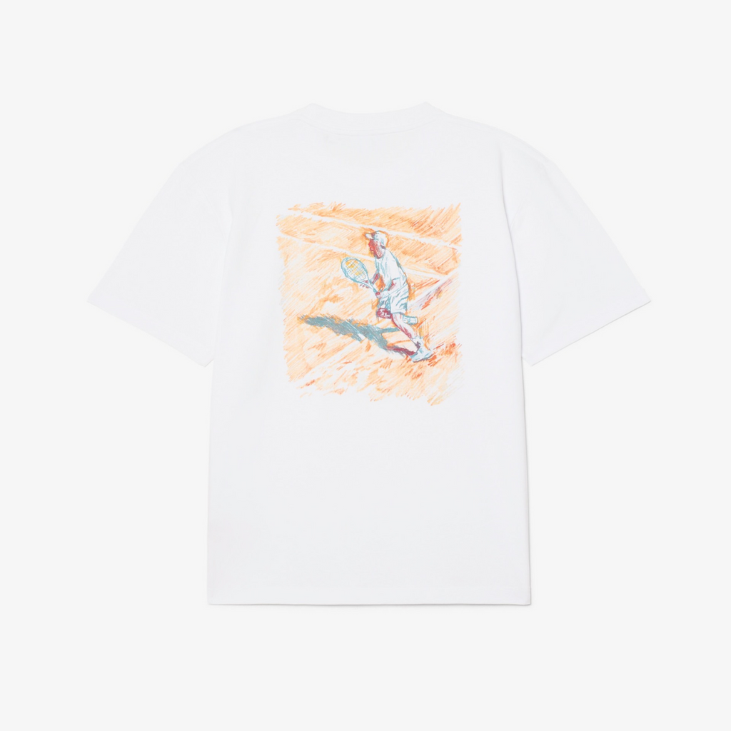 New Arrival LACOSTE PRINTED COTTON CREW NECK T-SHIRT Men -WHITE