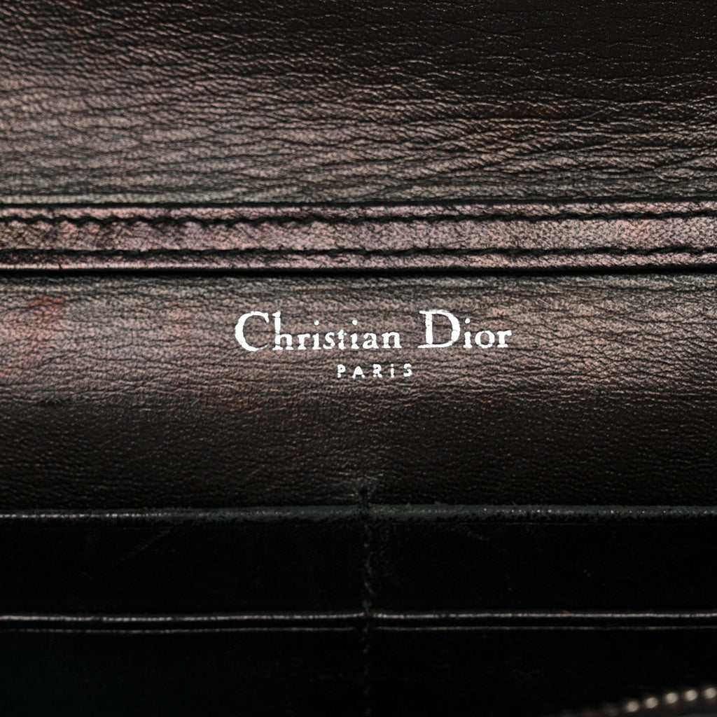 Grained Calfskin Diorama Wallet on Chain Pouch Black