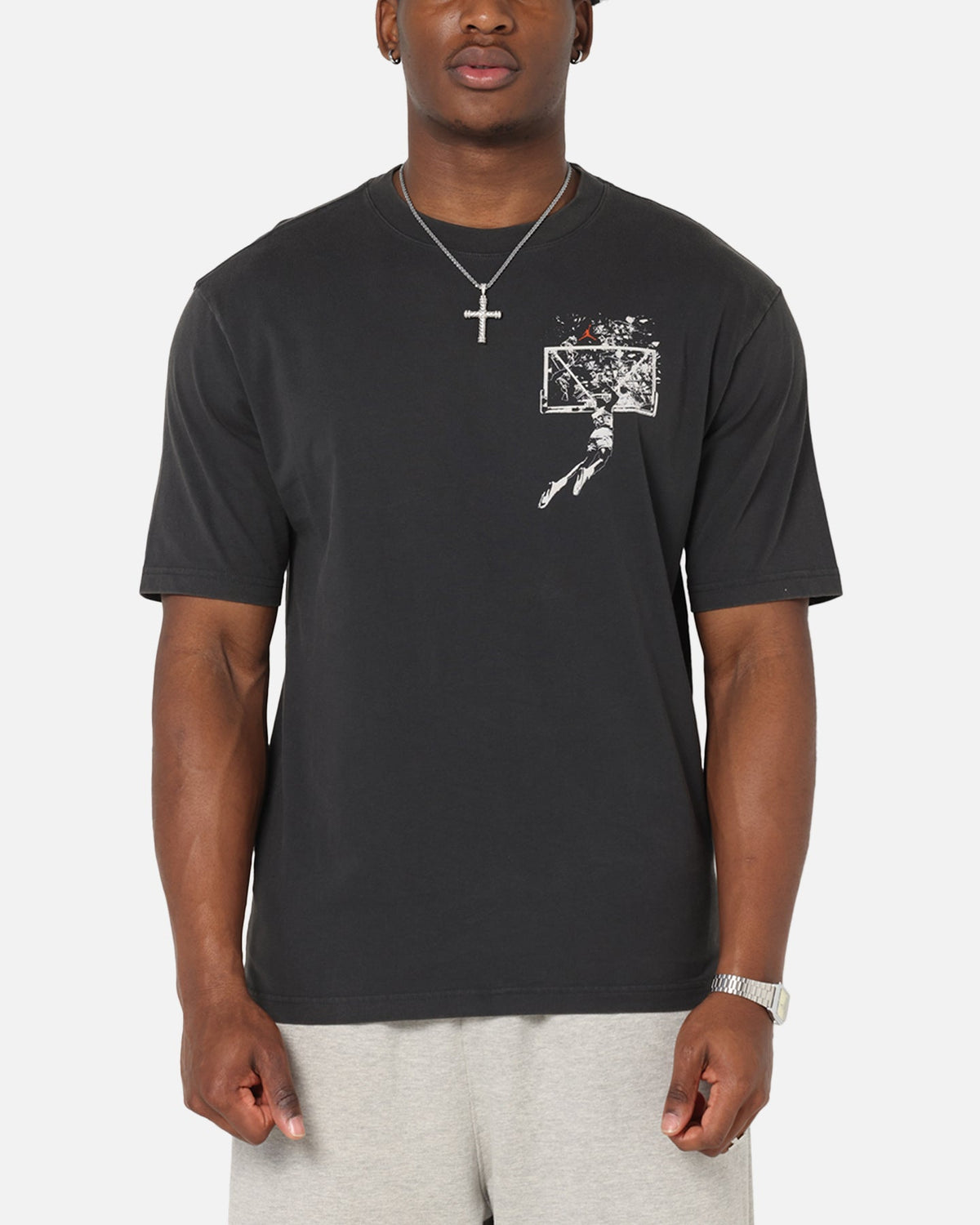 HOT Products Jordan Brooklyn Shattered Back Board Oversized Graphic T-Shirt Off Noir/Sail