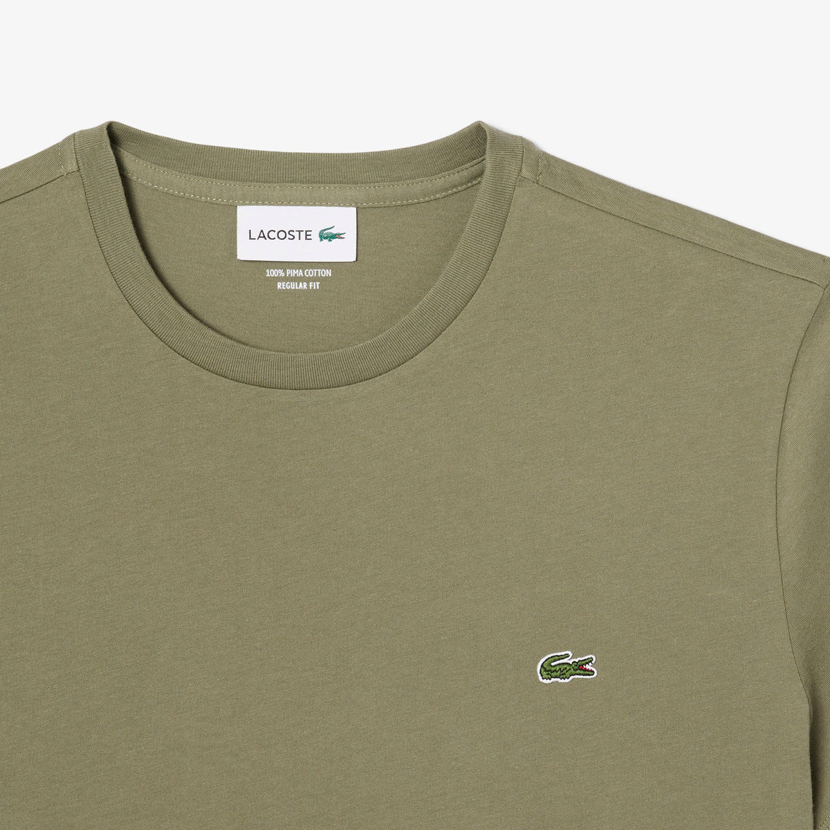 New Arrival LACOSTE Regular fit CREW NECK T-SHIRT Men -KHAKI GREEN-BMY