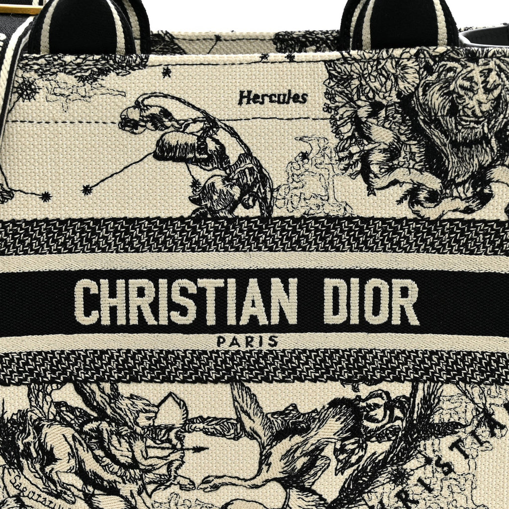 Calfskin Zodiac Toile De Jouy Small Book Tote With Strap Latte