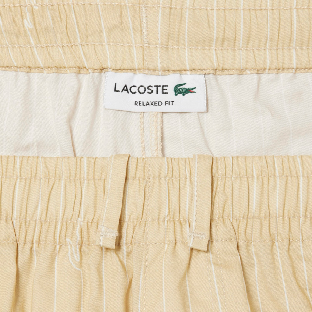 New Arrival LACOSTE  CROCODILE PRINT STRIPE COTTON SHORT Men -BEIGE-WHITE-001