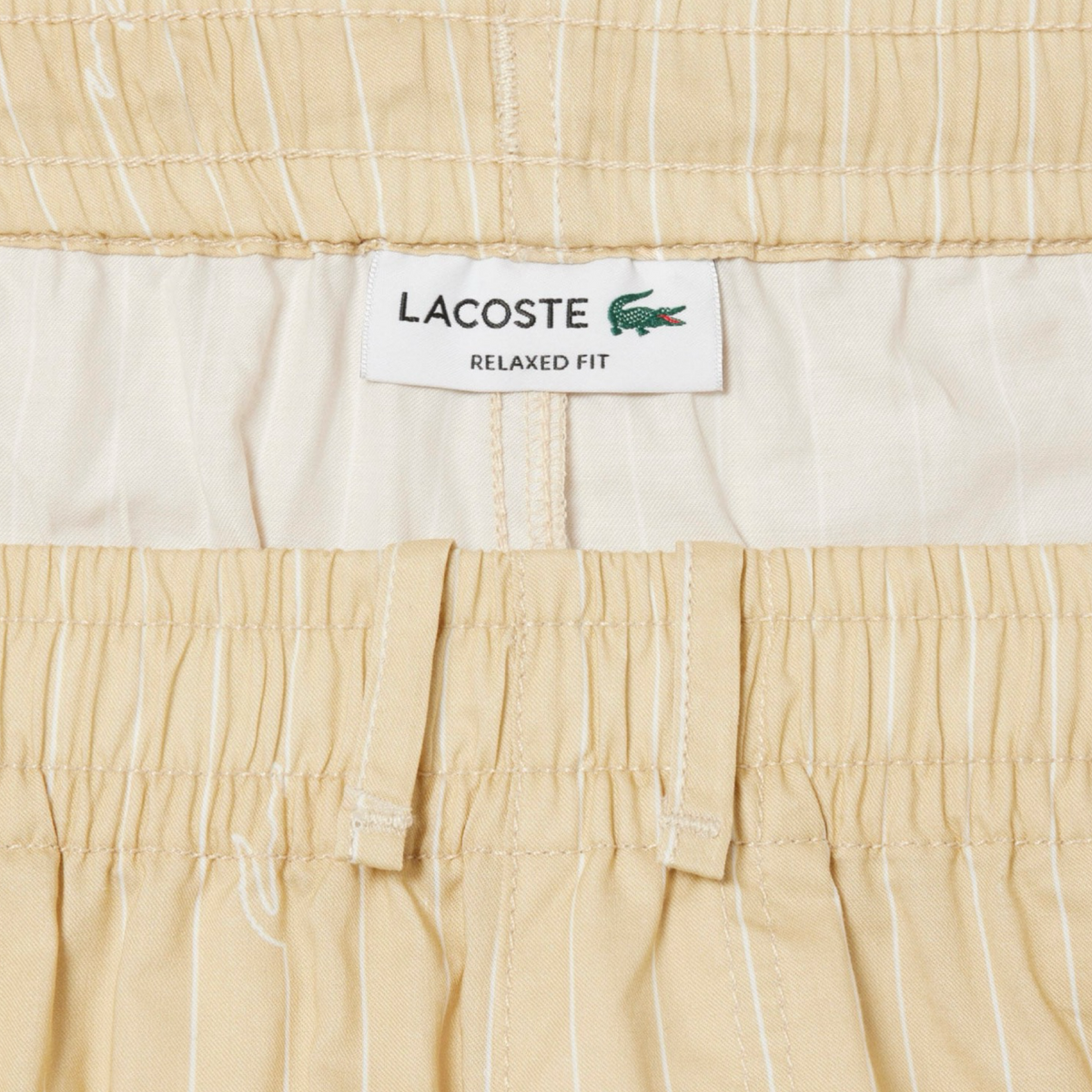 New Arrival LACOSTE  CROCODILE PRINT STRIPE COTTON SHORT Men -BEIGE-WHITE-001