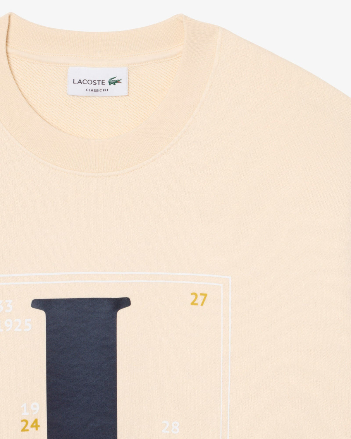 New Arrival LACOSTE BOX LOGO CLASSIC FIT FLEECE CREWNECK SWEATSHIRT -Men - BEIGE