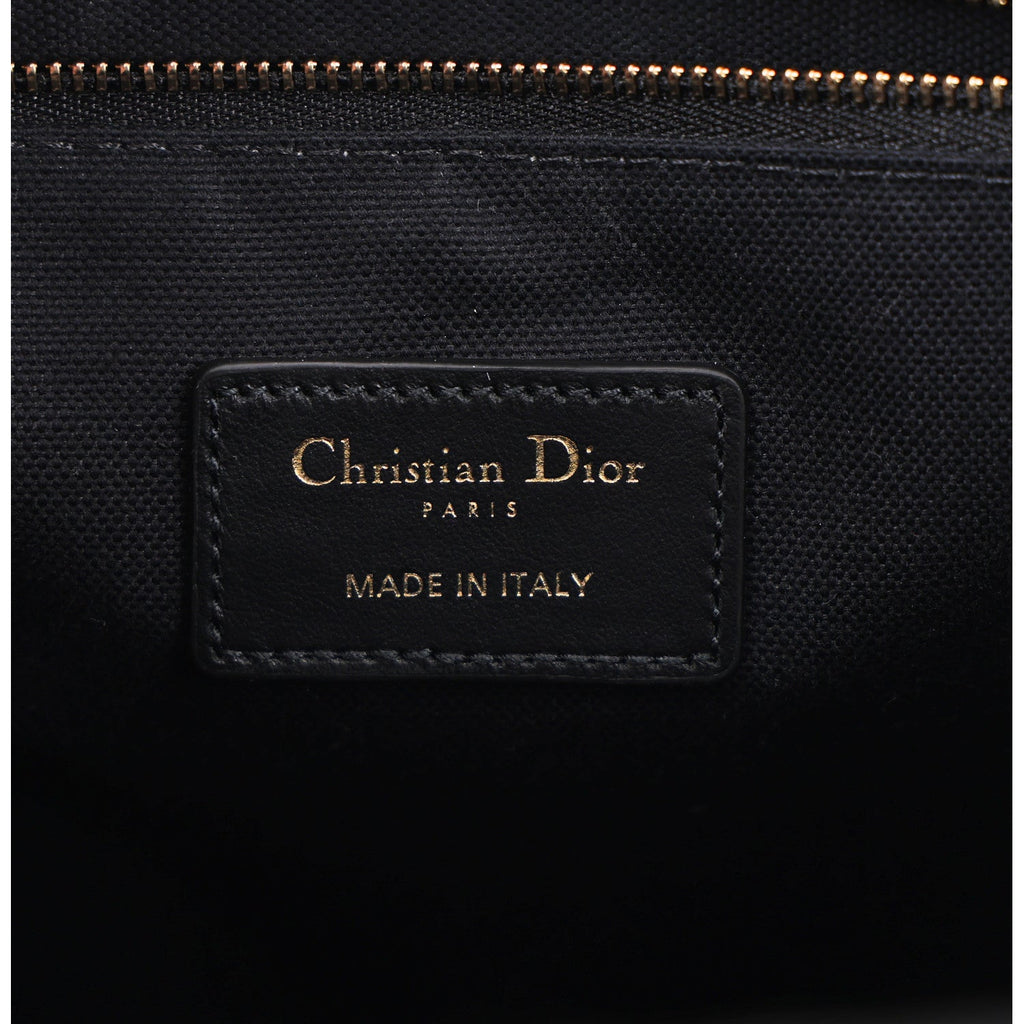 Canvas Calfskin Embroidered Small Plan De Paris Book Tote With Strap Black White