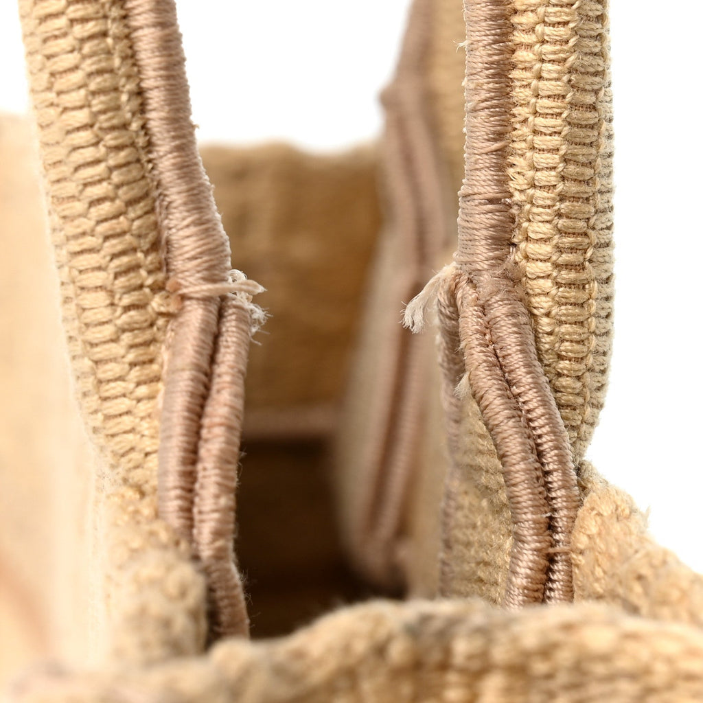 Raffia Oblique Mini Toile De Jouy Book Tote With Strap Beige