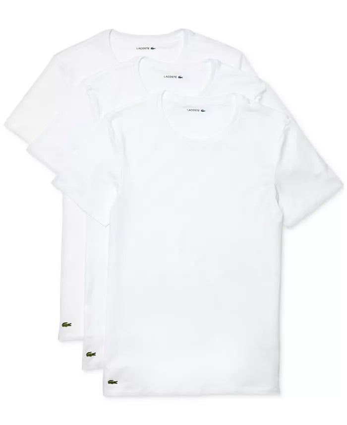 New Arrival LACOSTE CREW NECK SLIM FIT T-Shirt 3 PACK Men - WHITE