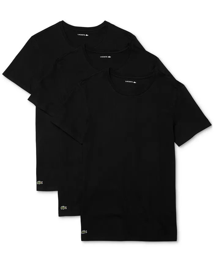 New Arrival LACOSTE CREW NECK SLIM FIT T-Shirt 3 PACK Men - BLACK - 031