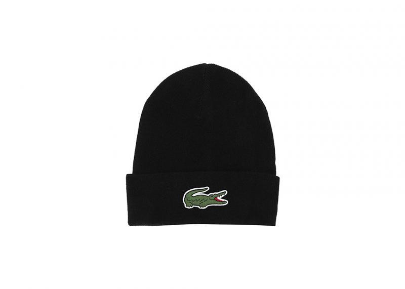 New Arrival LACOSTE BIG GATOR BEANIE-BLACK