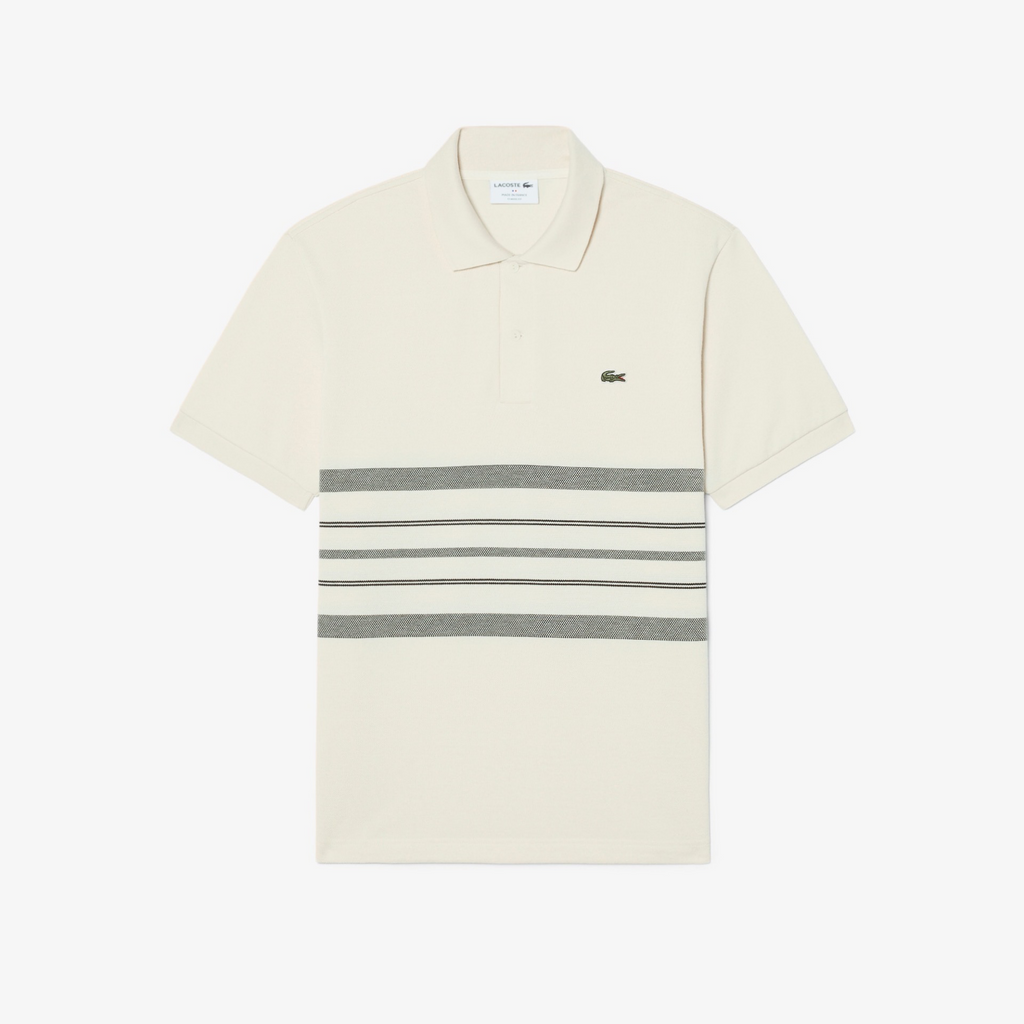 New Arrival LACOSTE - MADE IN FRANCE CLASSIC FIT STRIPED POLO SHIRT Men -BEIGE
