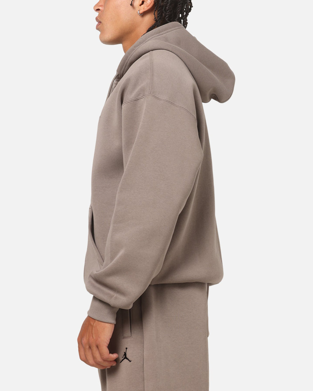 HOT Products Jordan Jumpman Brooklyn Oversized Fleece Hoodie Olive Grey/Black