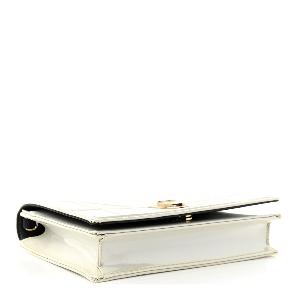 Patent Micro-Cannage Diorama Wallet on Chain Pouch Metallic White