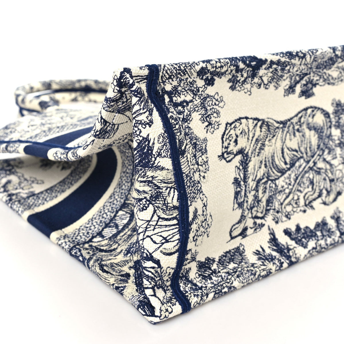 Canvas Embroidered Medium Dioriviera Toile De Jouy Book Tote Blue
