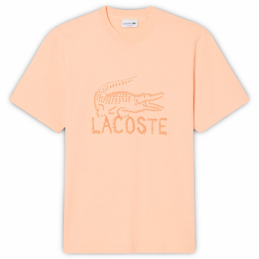 New Arrival LACOSTE PRINTED COTTON CREW NECK T-SHIRT Men -LIGHT PINK -BIG
