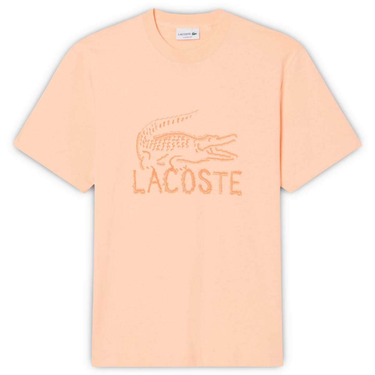New Arrival LACOSTE PRINTED COTTON CREW NECK T-SHIRT Men -LIGHT PINK -BIG