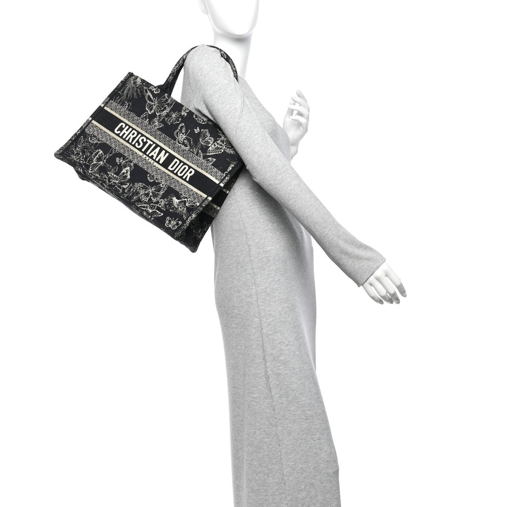 Canvas Embroidered Medium New York Butterfly Book Tote Black