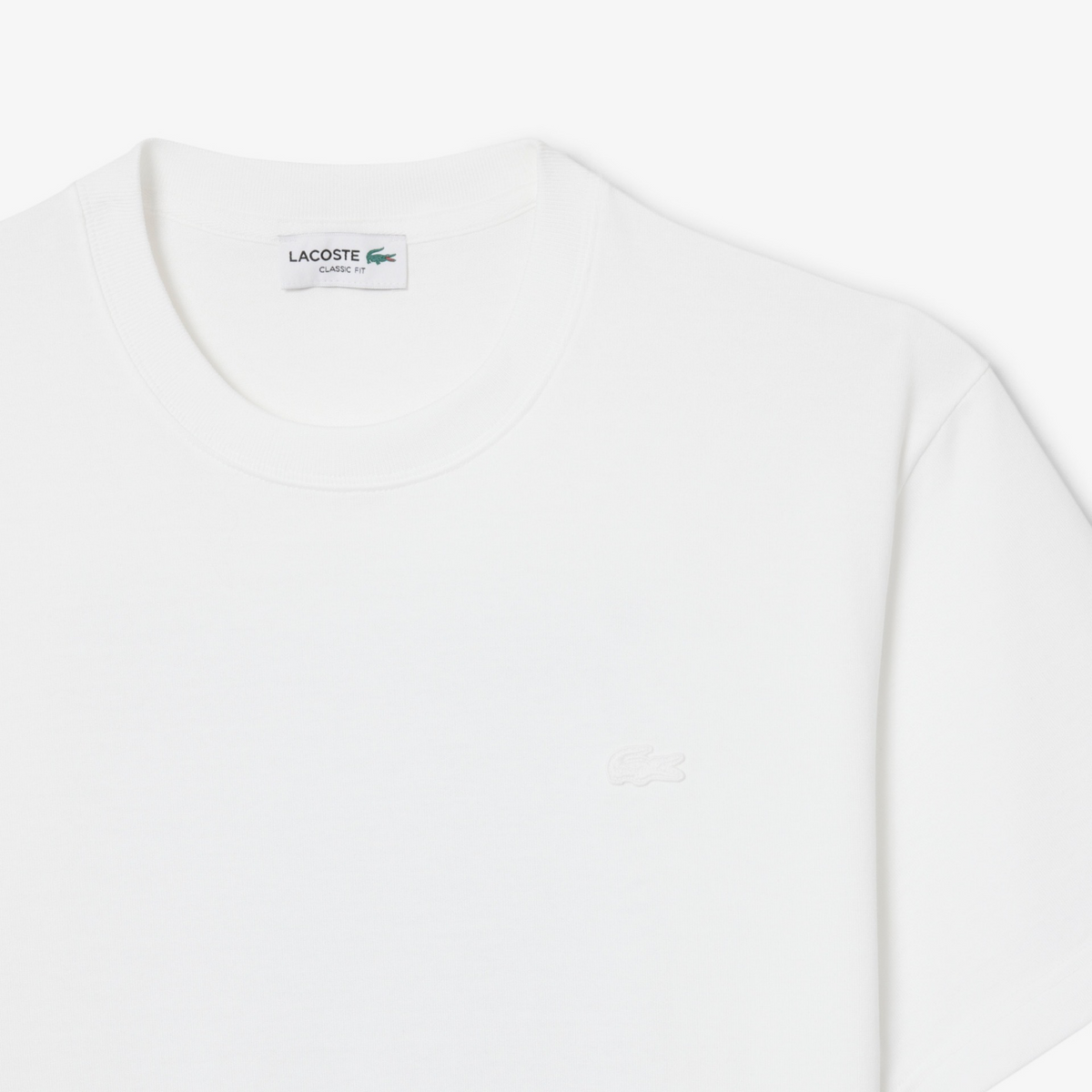 New Arrival LACOSTE PRINTED JERSEY CREW NECK T-SHIRT Men -WHITE