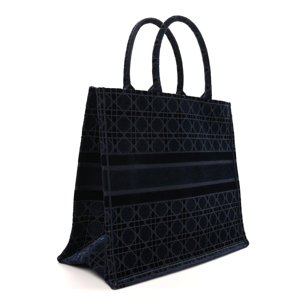 Velvet Cannage Large Book Tote Navy Blue