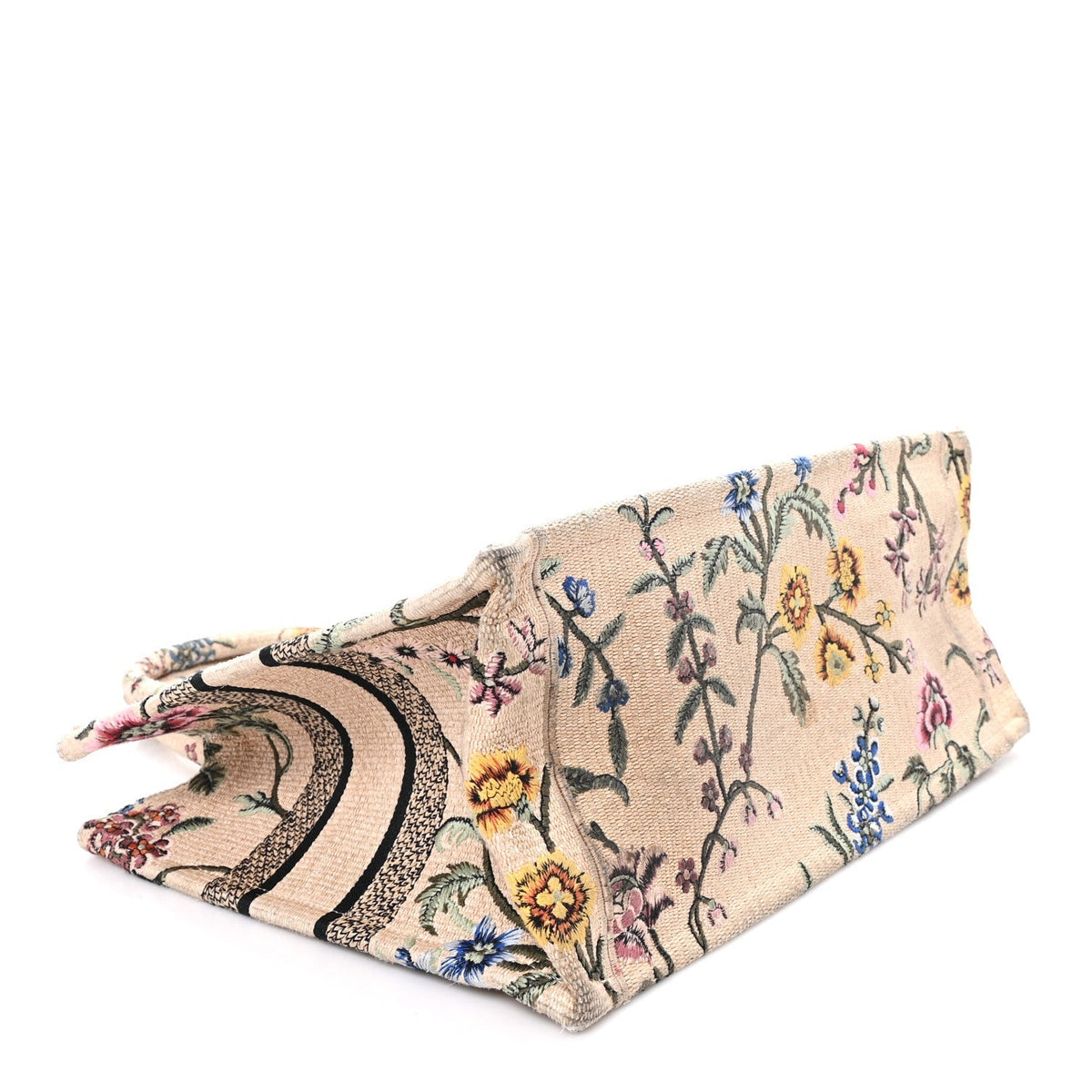 Raffia Embroidered Petites Fleurs Medium Book Tote Natural