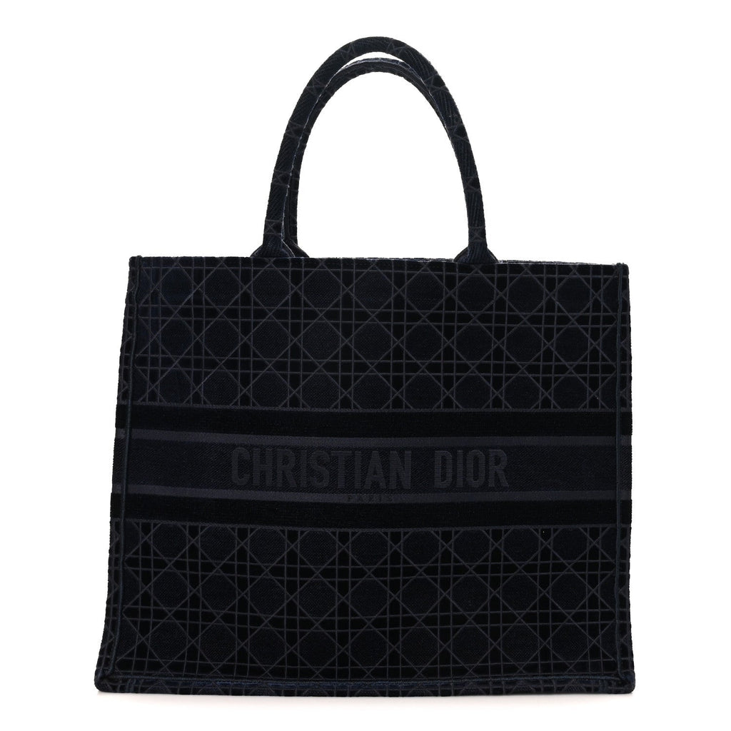 Velvet Cannage Large Book Tote Navy Blue