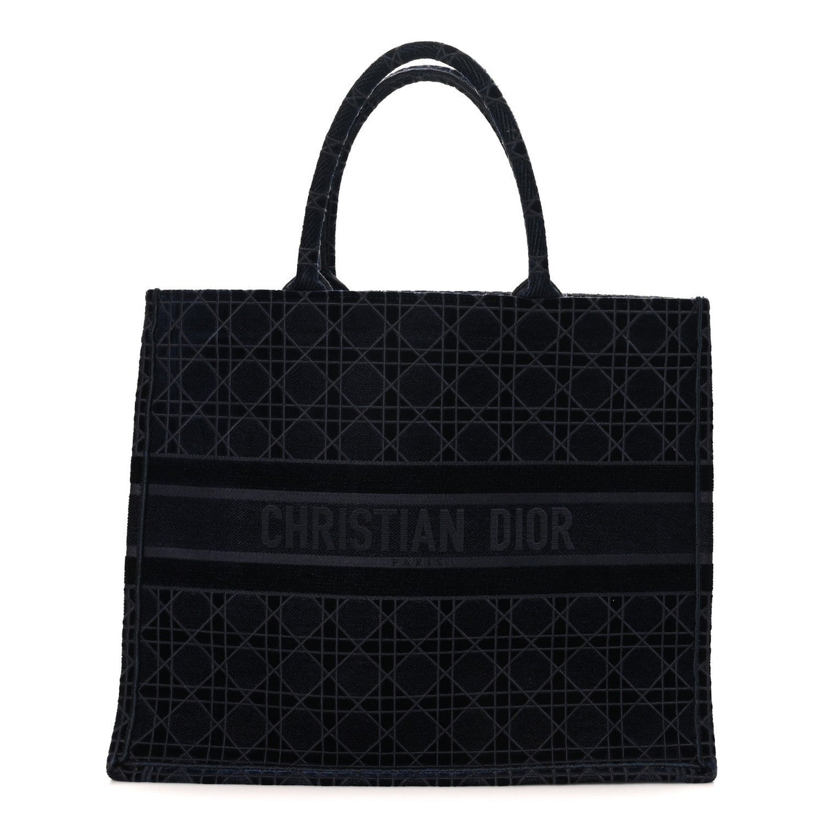 Velvet Cannage Large Book Tote Navy Blue