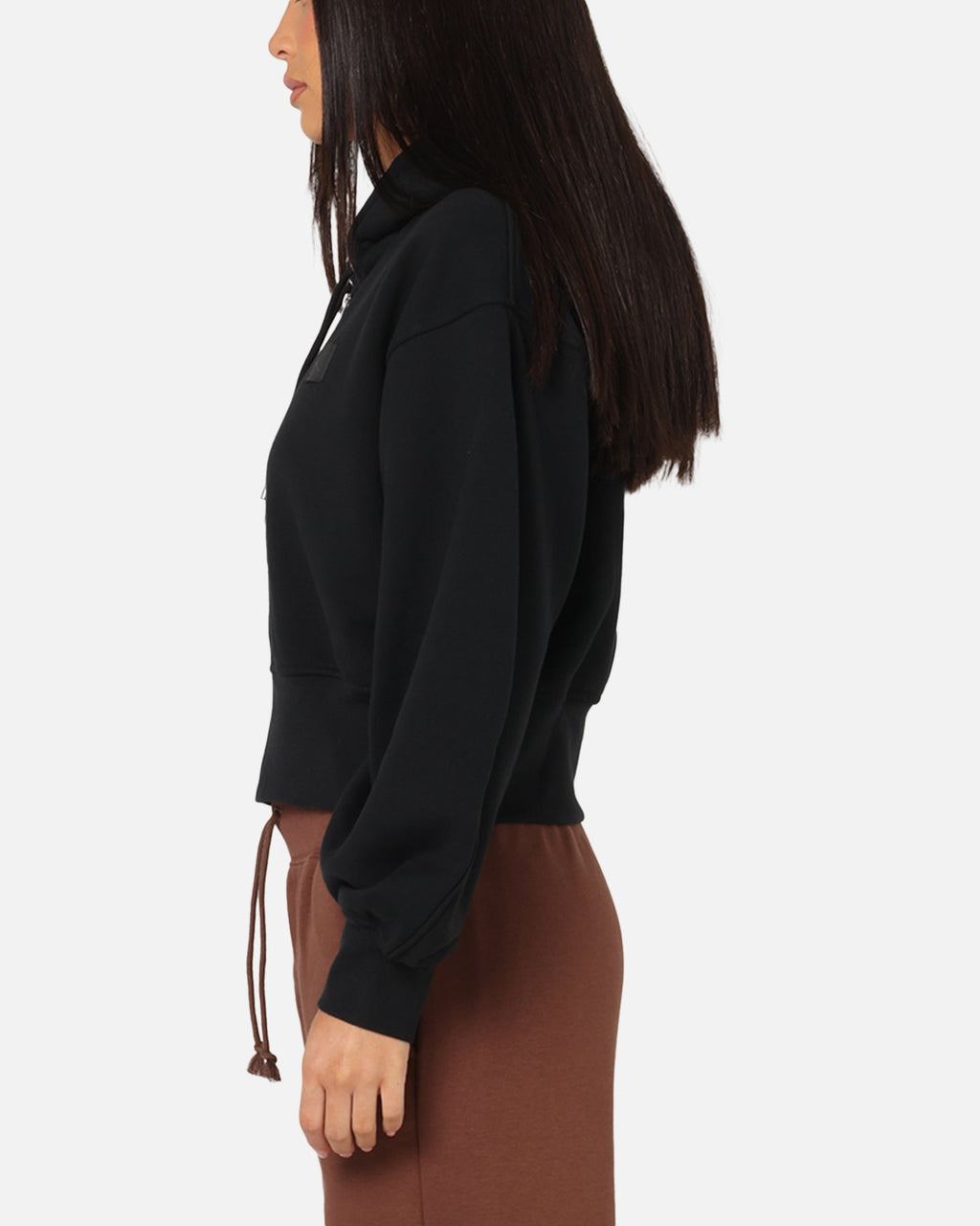 HOT Products Jordan Women's Flight Fleece Satin-Lined Hoodie Black/Dark Smoke