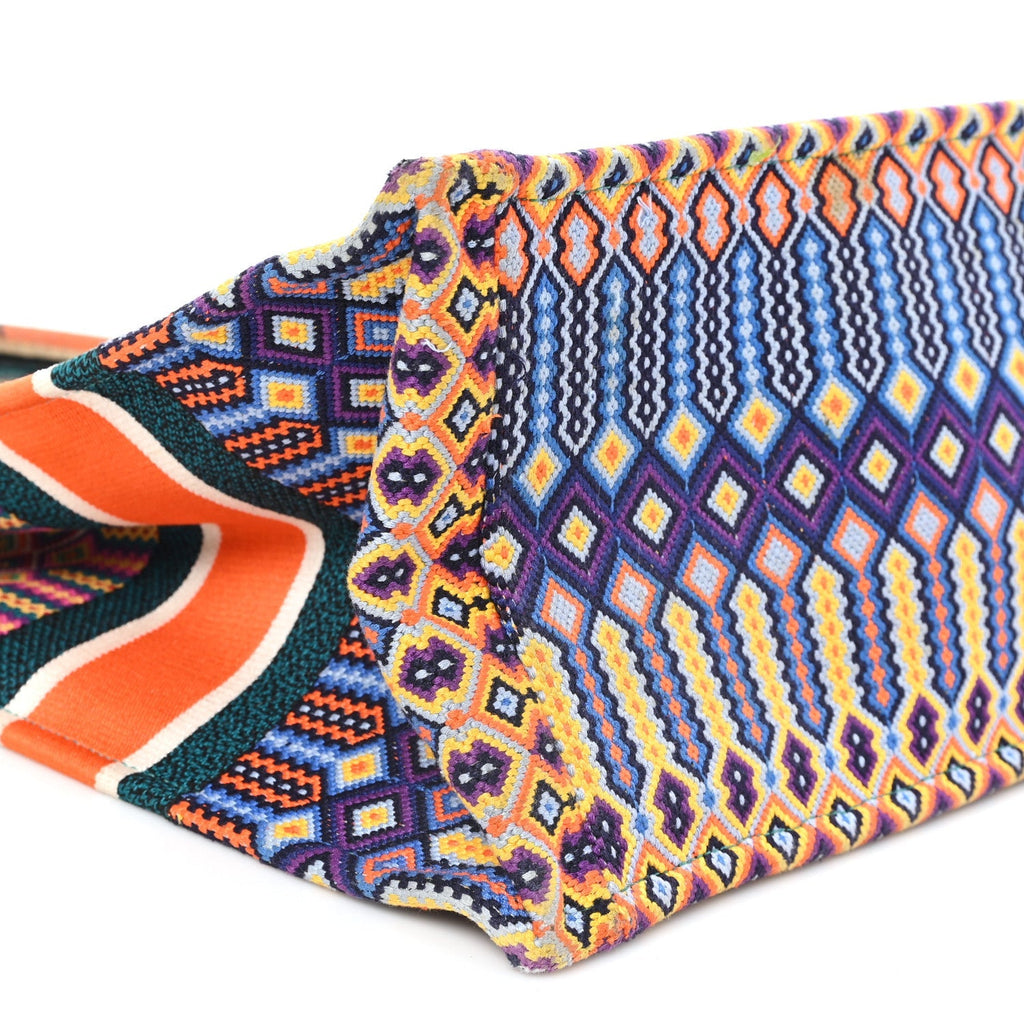 Canvas Embroidered Large Book Tote Orange Multicolor