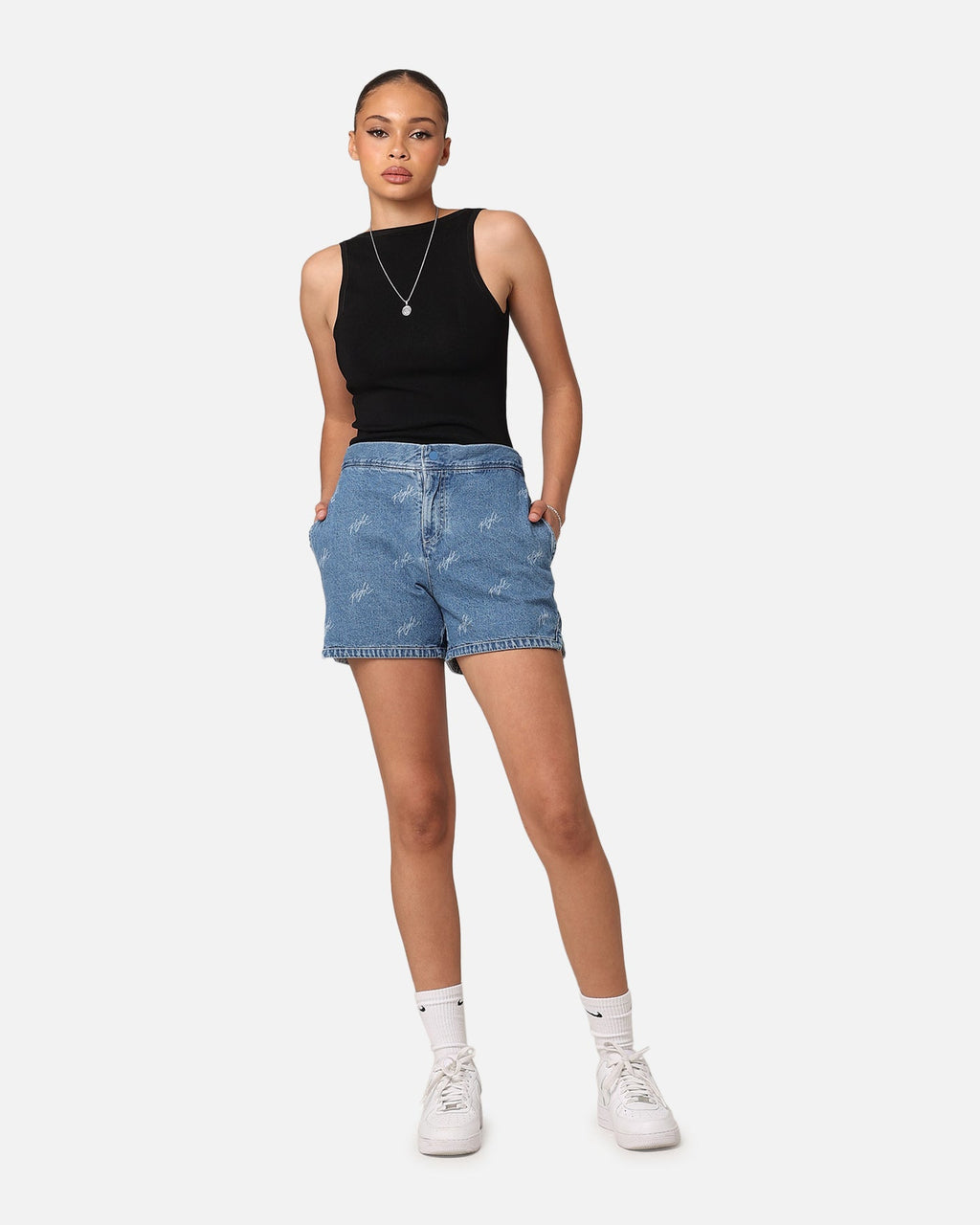 HOT Products Jordan Women's Woven Denim Shorts Stone Blue