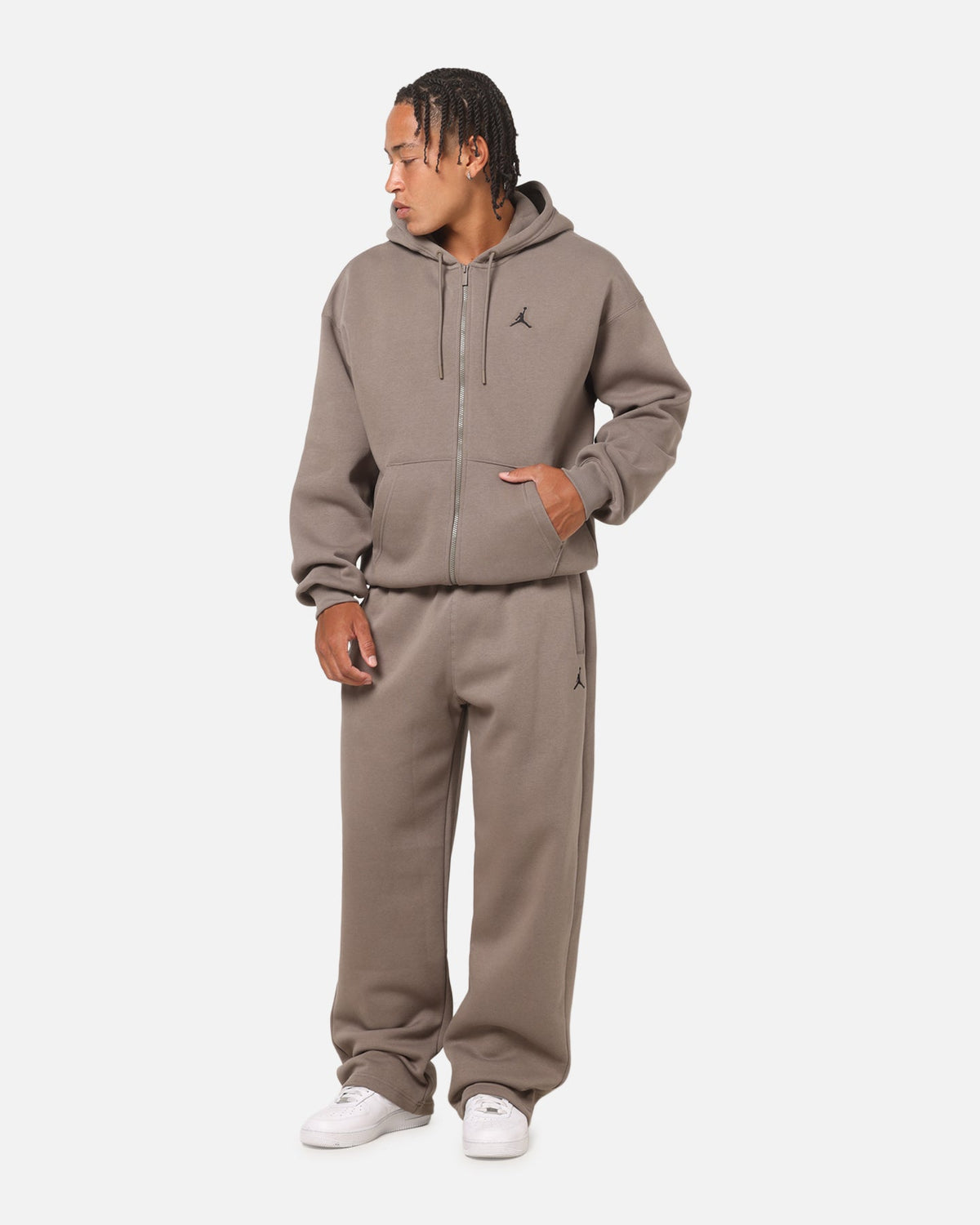 HOT Products Jordan Jumpman Brooklyn Oversized Fleece Hoodie Olive Grey/Black